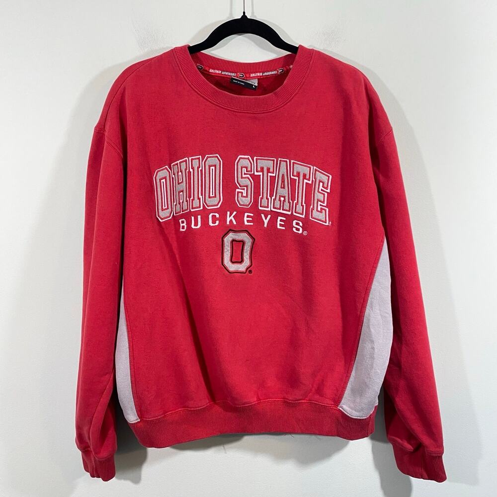 Vtg Ohio State Buckeye Red Crew Neck Pullover Sweatshirt Size L